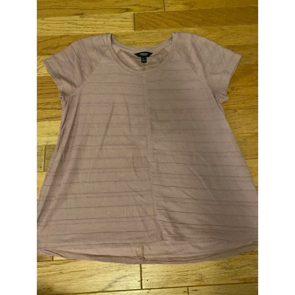 Simply Vera women's purple textured striped short sleeve casual short size large